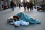 SDF (homeless) sur le boulevard des Capucines, à Paris.